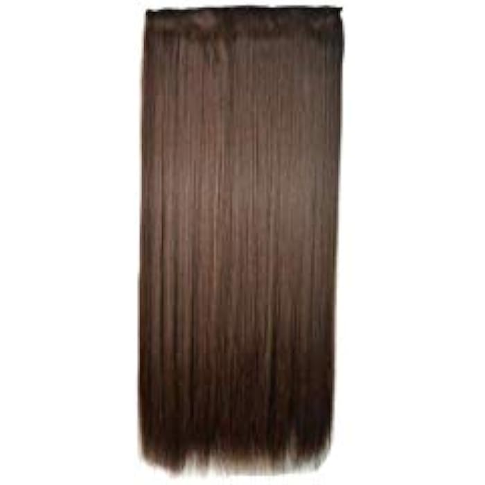DILLARDS Seamless Five-Clip Hair Extension Women's Synthetic Hair Long Straight Brown Elegant Fashion Wig Accessory(One Year Gurantee) (One Year Warranty) - Image 1